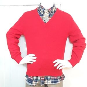 VTG Lord Jeff Scottish Red Cashmere Vneck Sweater